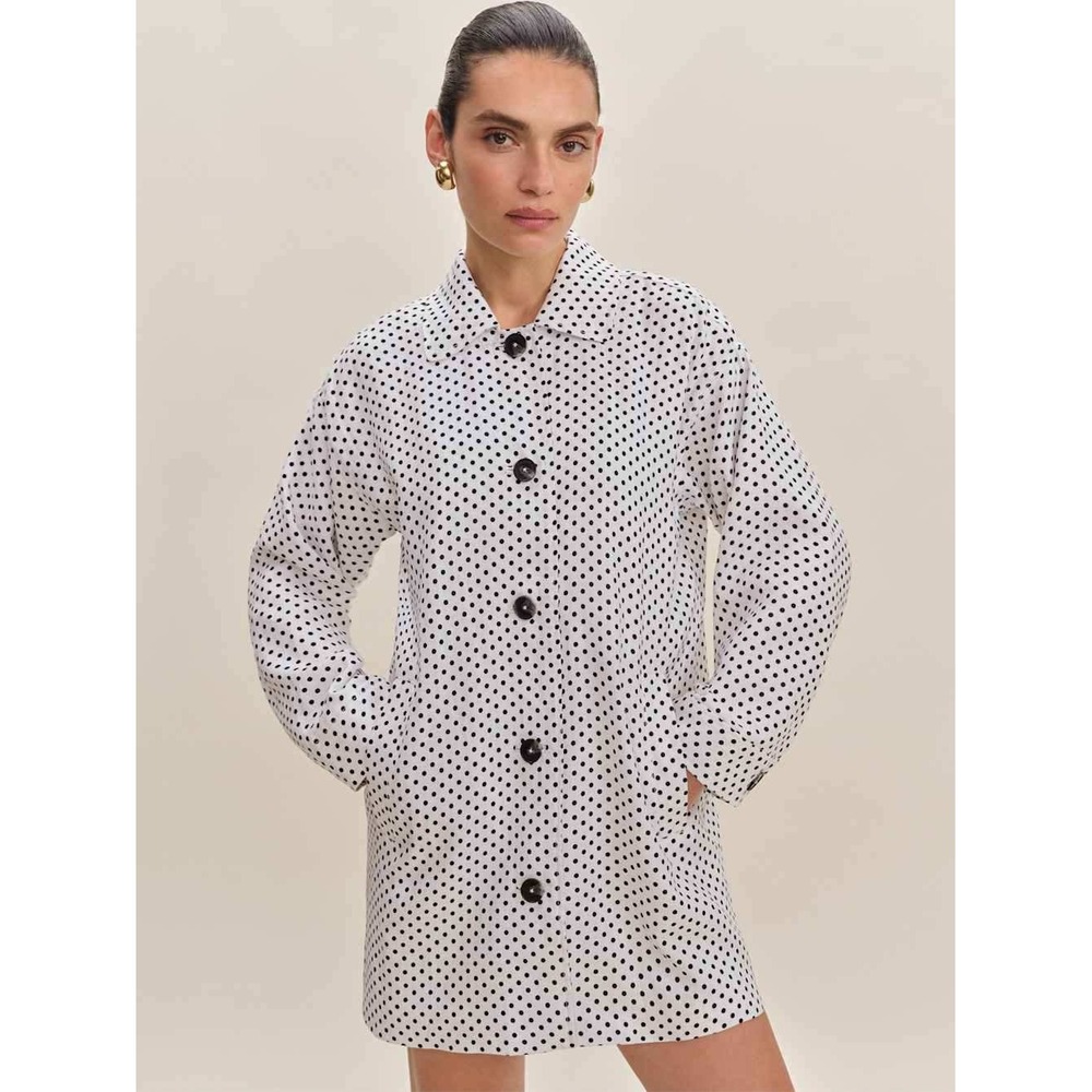 Reformation Black + White Polka Dot Linen Jacket - Picture 3 of 9